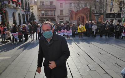 Josep Rull, a la plaça de Sant Roc aquest dilluns | Pau Duran